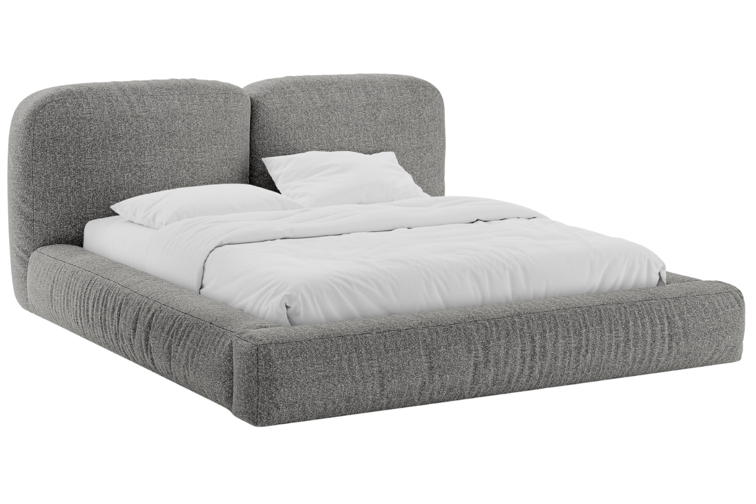 Micadoni Šedá bouclé dvoulůžková postel Martina 160 x 200 cm s úložným prostorem Micadoni