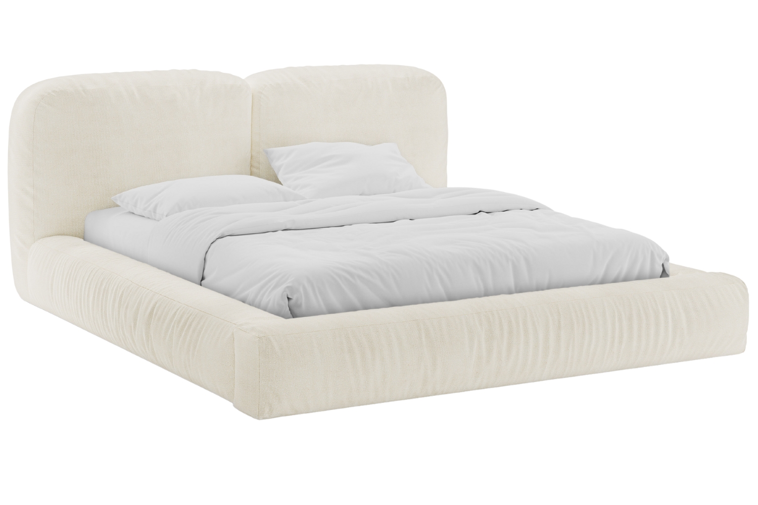 Micadoni Krémově bílá bouclé dvoulůžková postel Martina 160 x 200 cm s úložným prostorem Micadoni