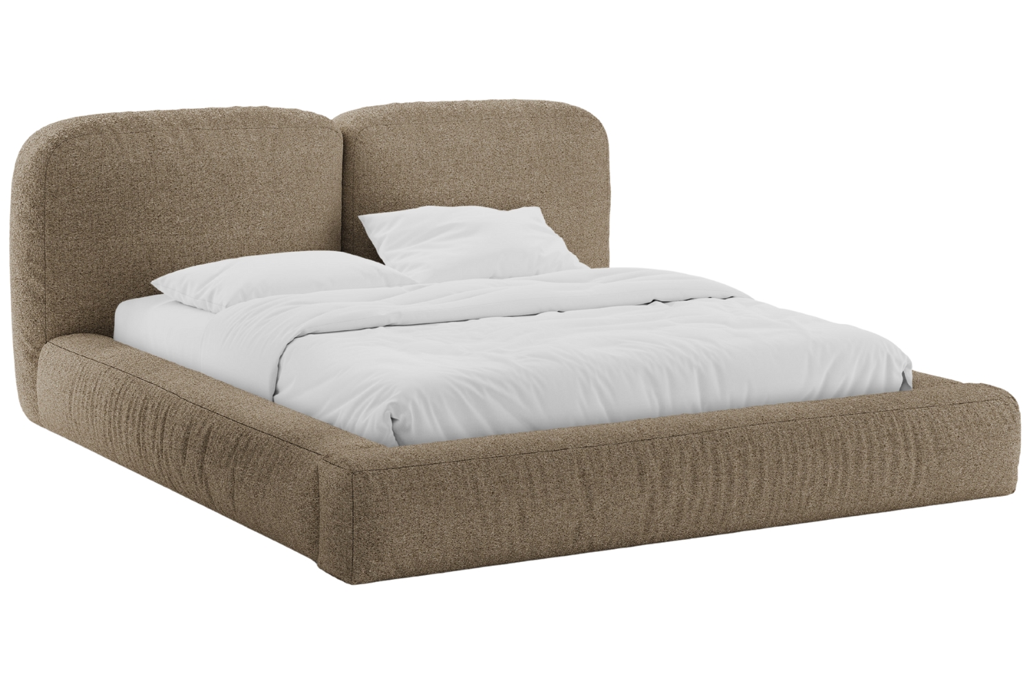 Micadoni Hnědá bouclé dvoulůžková postel Martina 160 x 200 cm s úložným prostorem Micadoni