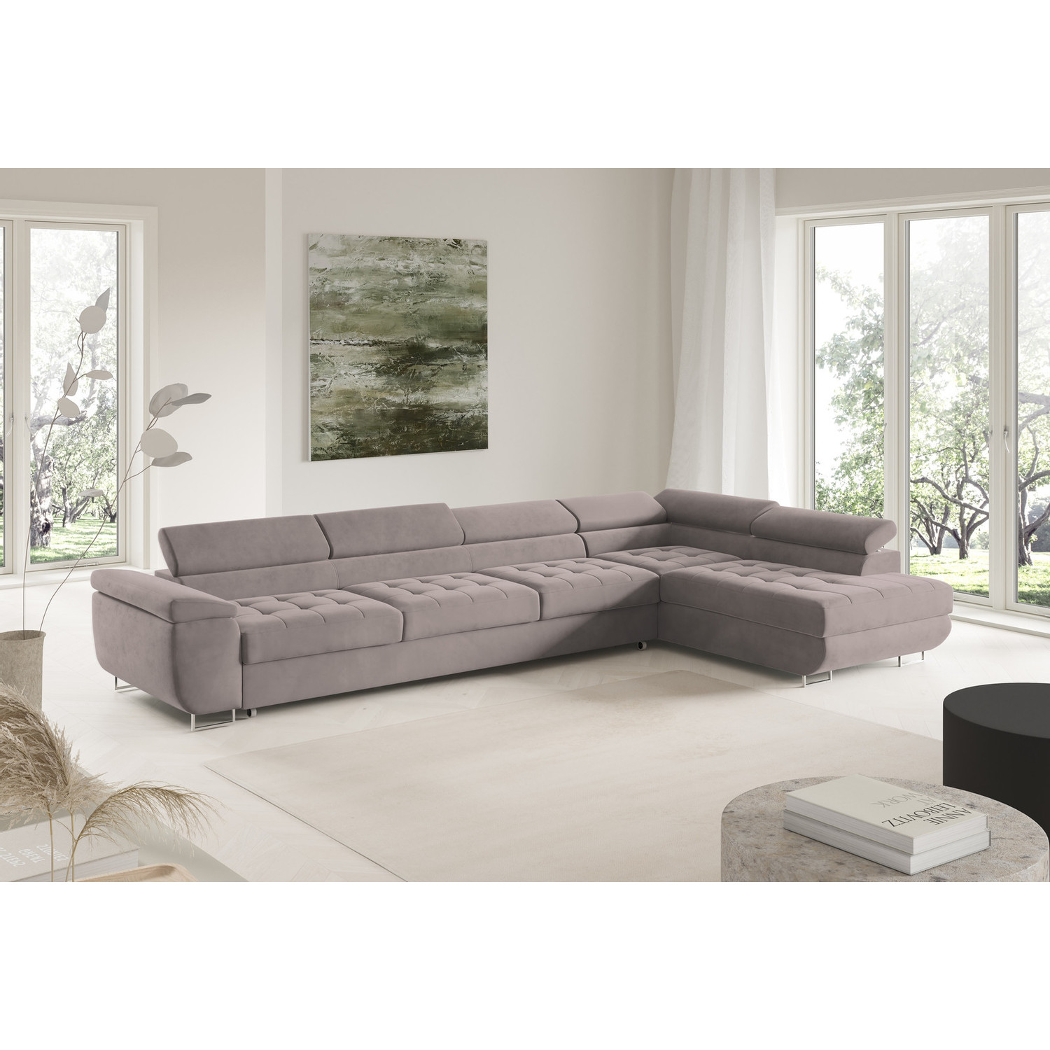 Rohová rozkládací sedací souprava BENJAMIN 155 XL Pravá Šedá VI