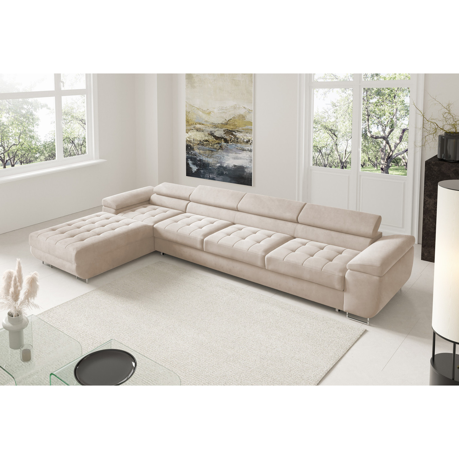 Rohová rozkládací sedací souprava BENJAMIN 272 XL Levá Béžová I