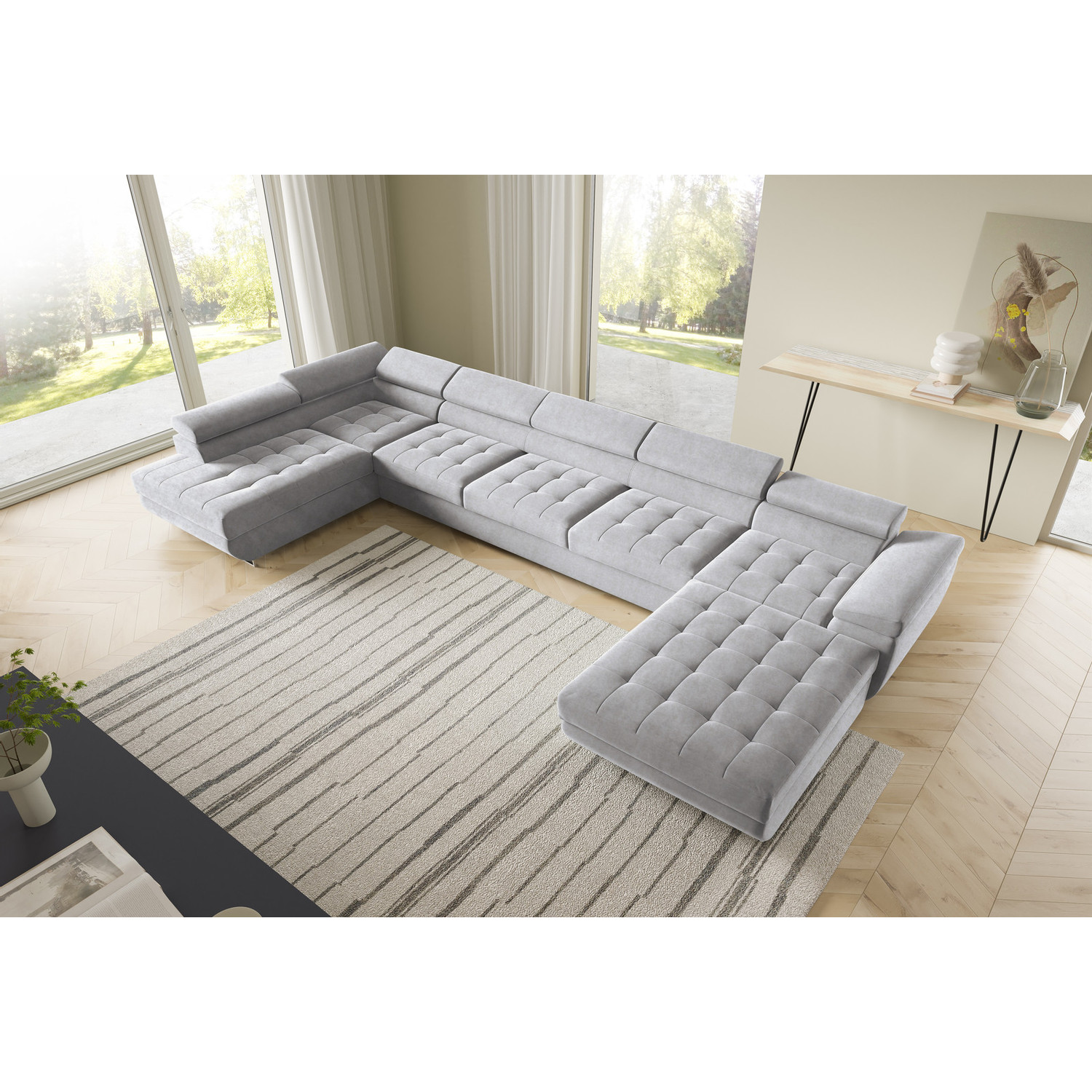 Rohová rozkládací sedací souprava BENJAMIN 275 U XL Levá Šedá II