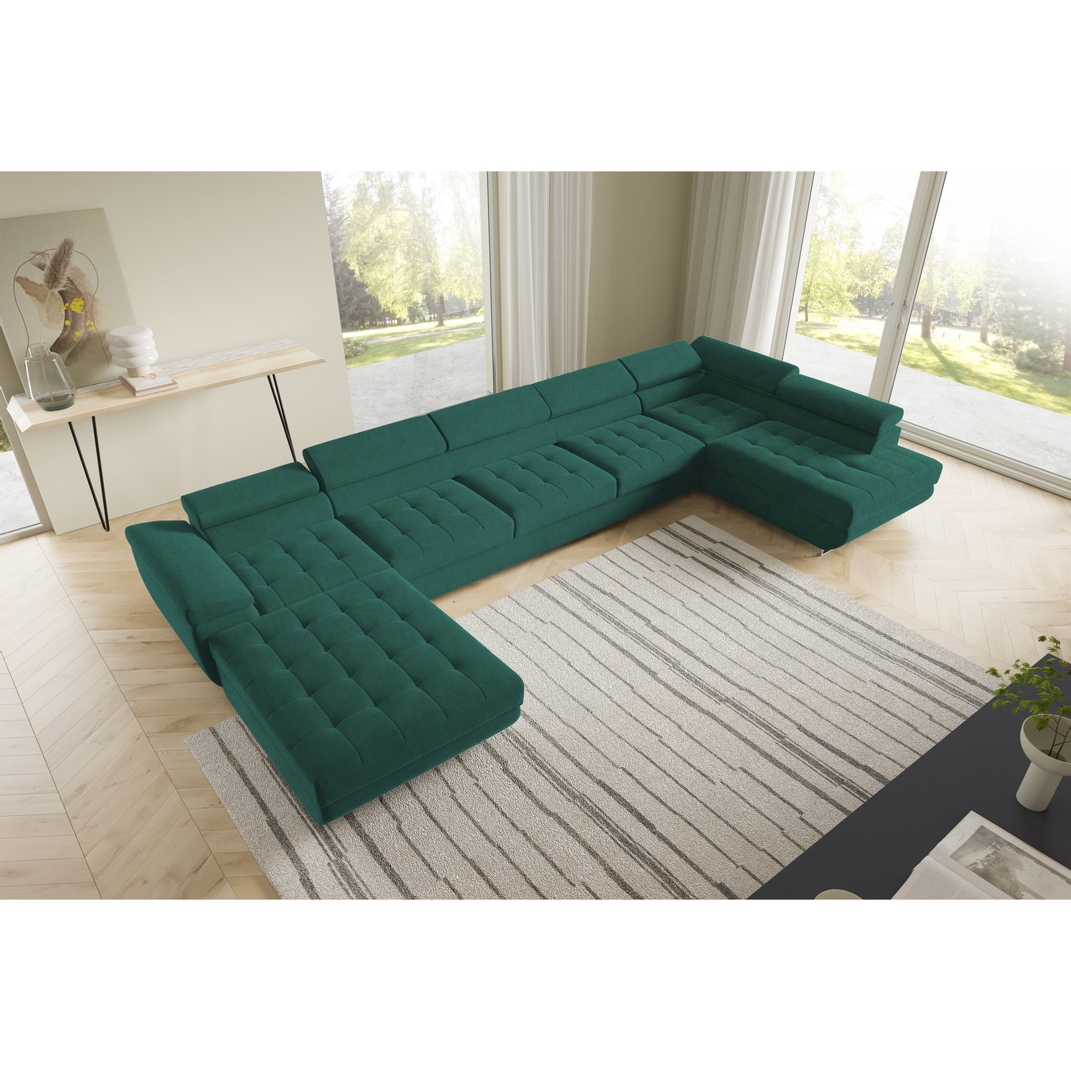 Rohová rozkládací sedací souprava BENJAMIN 275 U XL Pravá Hnědá