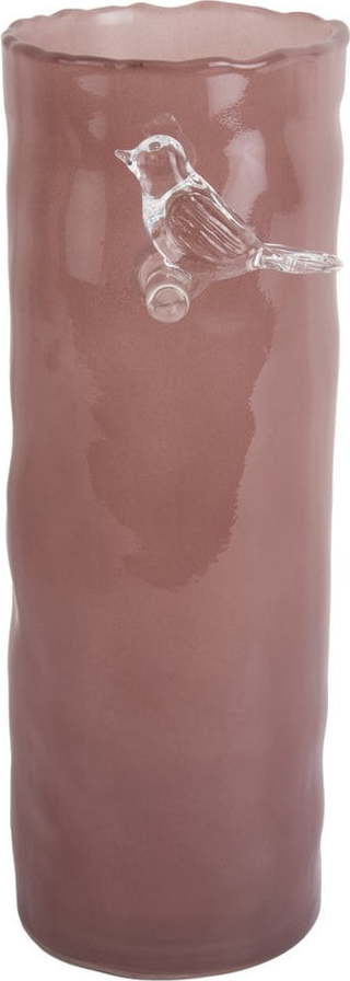 Růžová skleněná váza (výška 27 cm) Bird On Branch – PT LIVING PT LIVING
