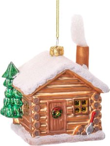 Skleněn&aacute; ručně vyroben&aacute; v&aacute;nočn&iacute; ozdoba 10 cm Christmas Cabin &ndash; Sass & Belle Sass & Belle