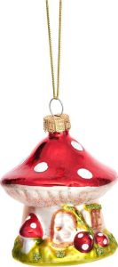 Skleněn&aacute; ručně vyroben&aacute; v&aacute;nočn&iacute; ozdoba &oslash; 6 cm Mushroom House &ndash; Sass & Belle Sass & Belle