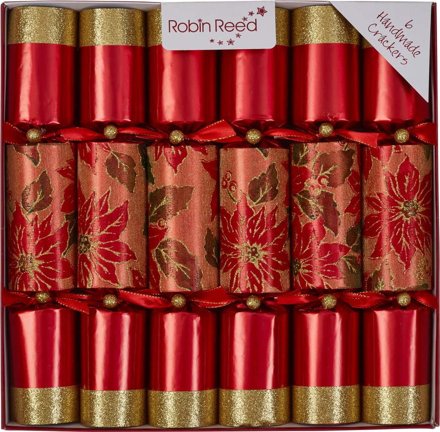 Vánoční crackery v sadě 6 ks Glittery Poinsettia – Robin Reed Robin Reed