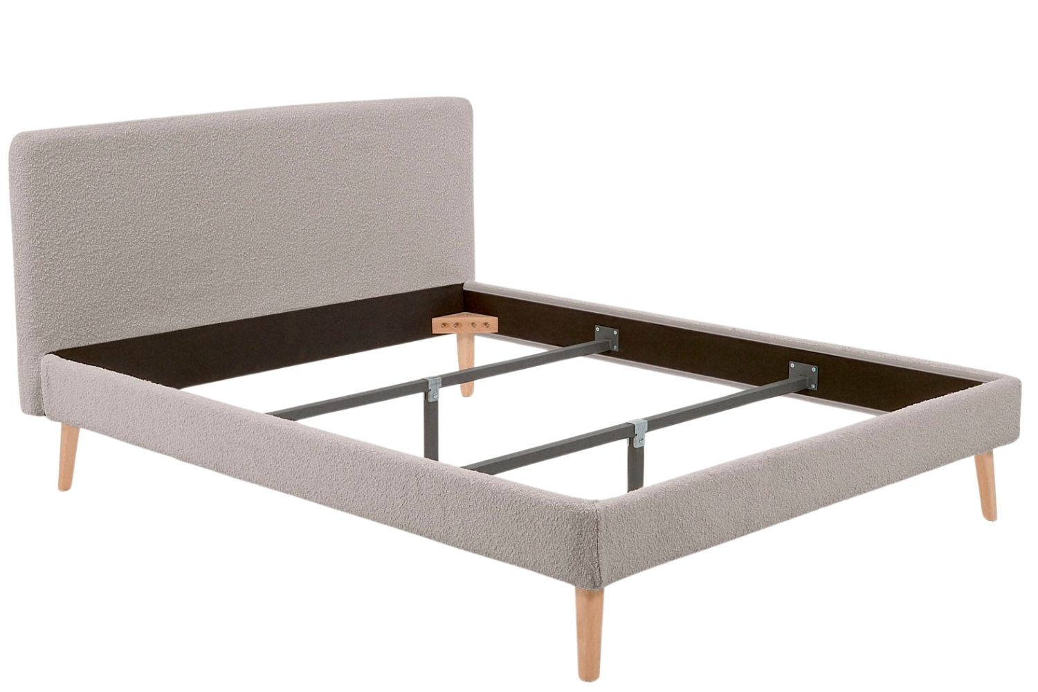 Kave Home Světle šedá bouclé dvoulůžková postel Dyla 160 x 200 cm Kave Home