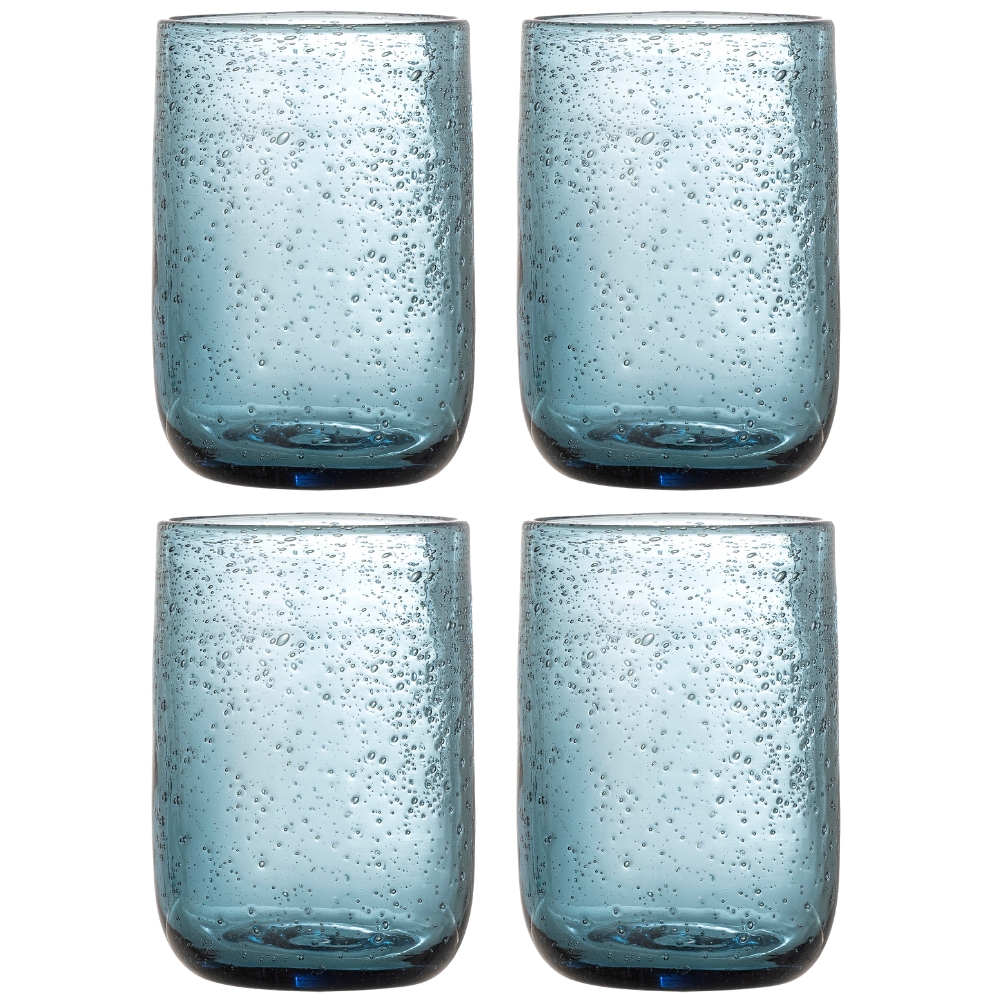 Bloomingville Set čtyř modrých sklenic Tabby 330 ml Bloomingville