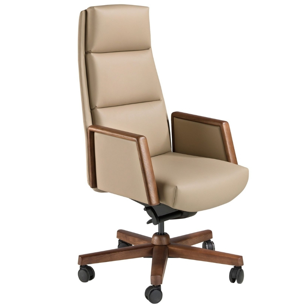 Angel Cerdá Béžová koženková kancelářská židle No. 4213 Angel Cerdá