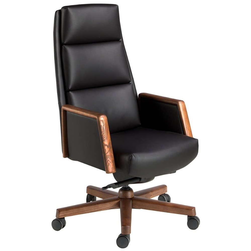 Angel Cerdá Černá koženková kancelářská židle No. 4214 Angel Cerdá