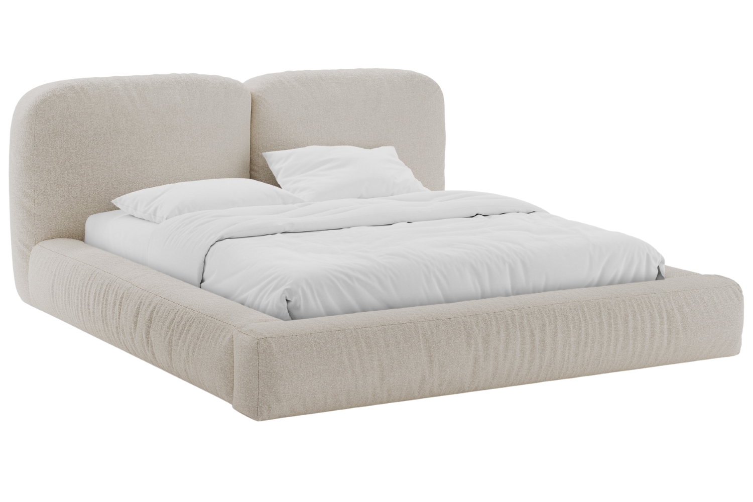 Micadoni Béžová bouclé dvoulůžková postel Martina 180 x 200 cm s úložným prostorem Micadoni