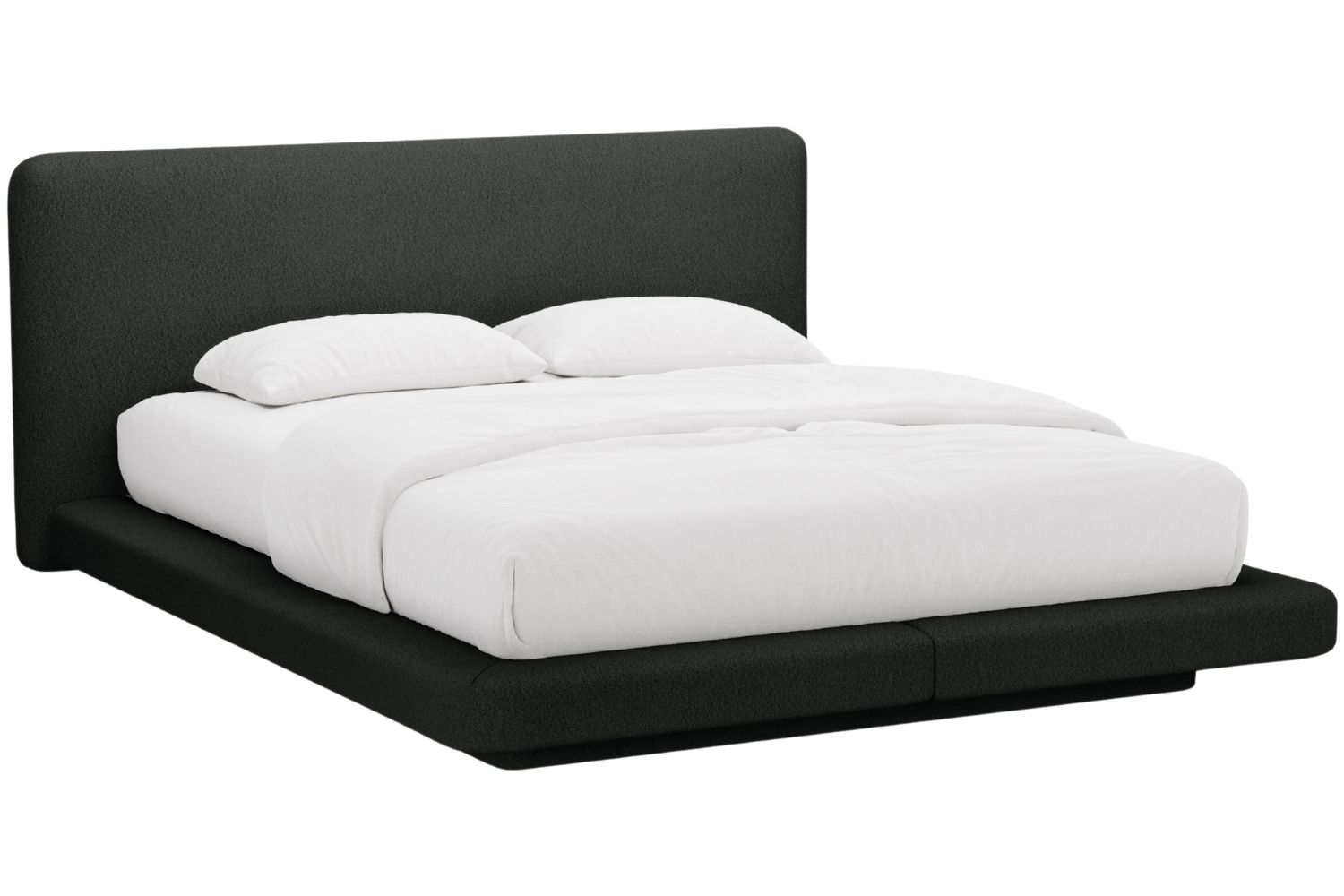 Micadoni Černá bouclé dvoulůžková postel Linea 160 x 200 cm Micadoni