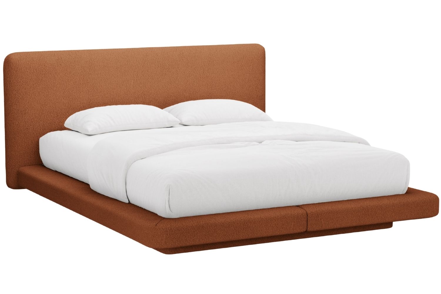 Micadoni Terakotově oranžová bouclé dvoulůžková postel Linea 160 x 200 cm Micadoni