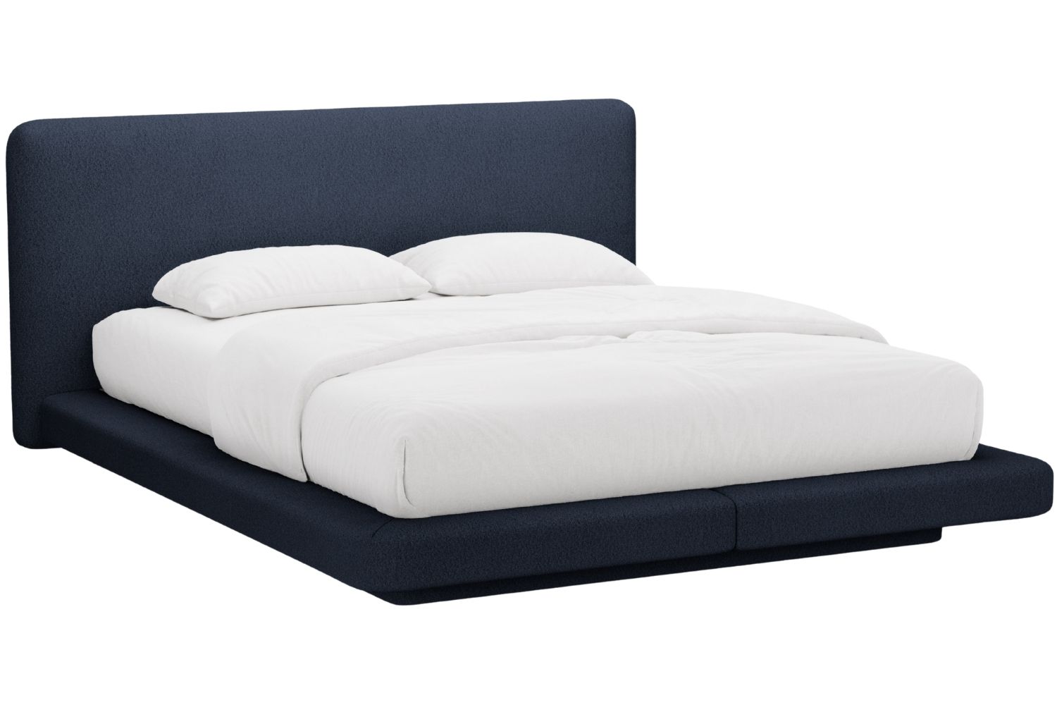 Micadoni Tmavě modrá bouclé dvoulůžková postel Linea 160 x 200 cm Micadoni