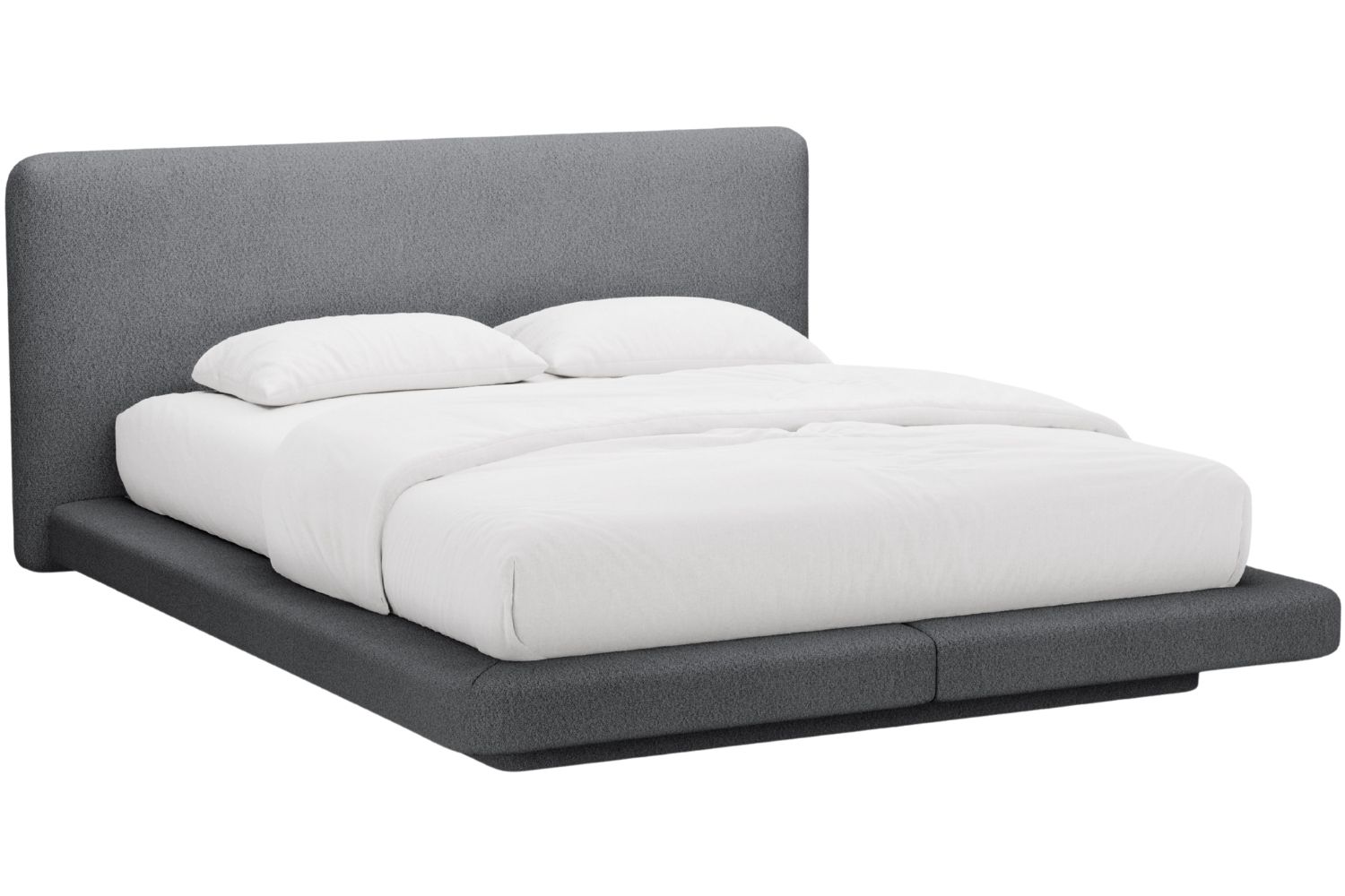 Micadoni Šedá bouclé dvoulůžková postel Linea 160 x 200 cm Micadoni