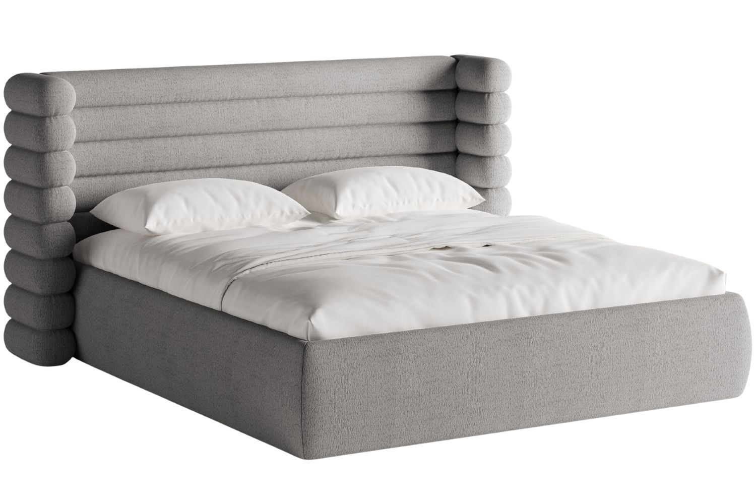 Micadoni Šedá bouclé dvoulůžková postel Mount 160 x 200 cm Micadoni