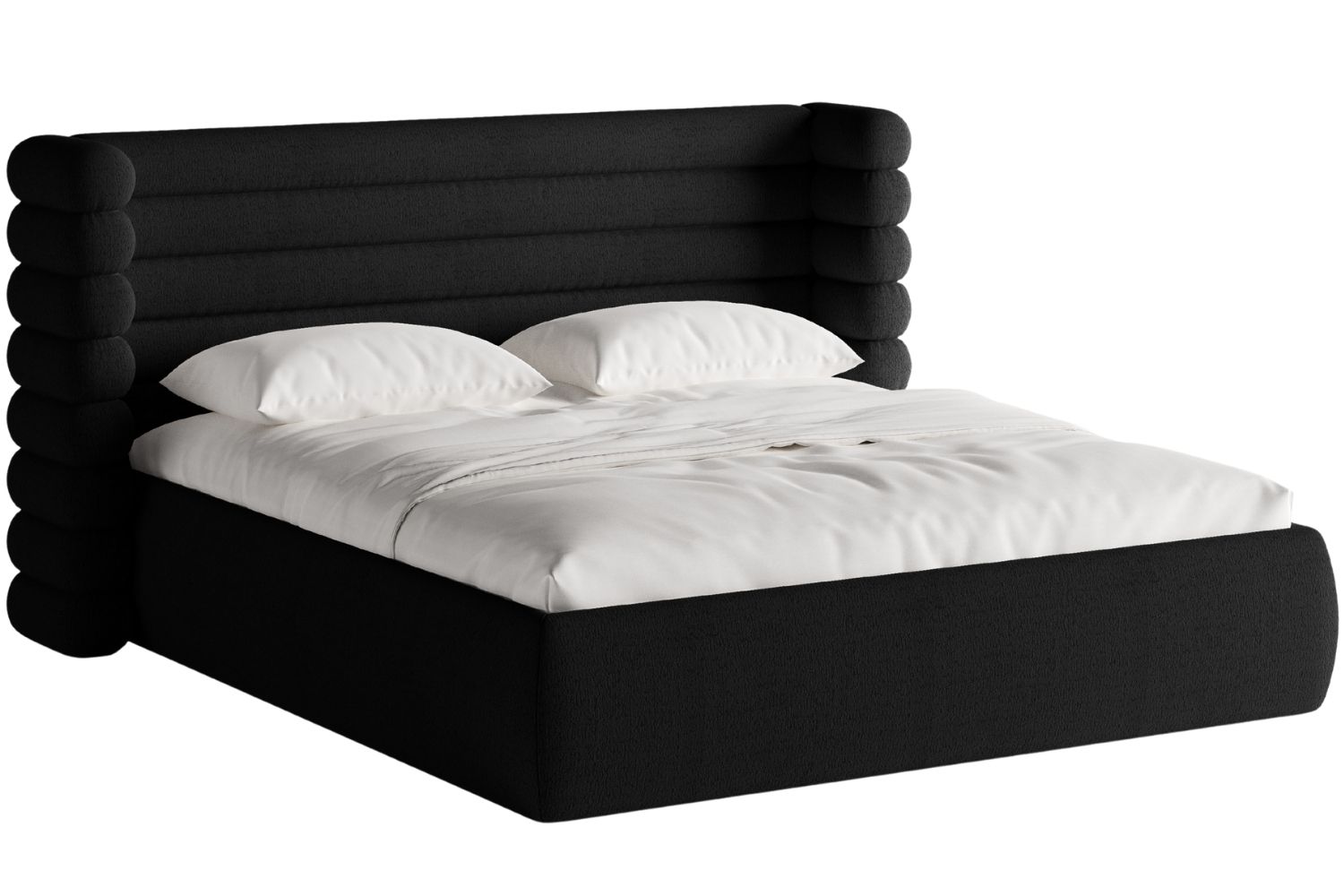 Micadoni Černá bouclé dvoulůžková postel Mount 180 x 200 cm Micadoni