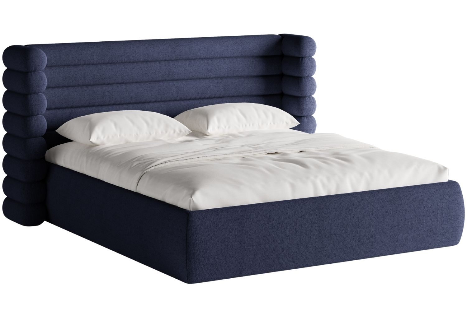 Micadoni Modrá bouclé dvoulůžková postel Mount 180 x 200 cm Micadoni