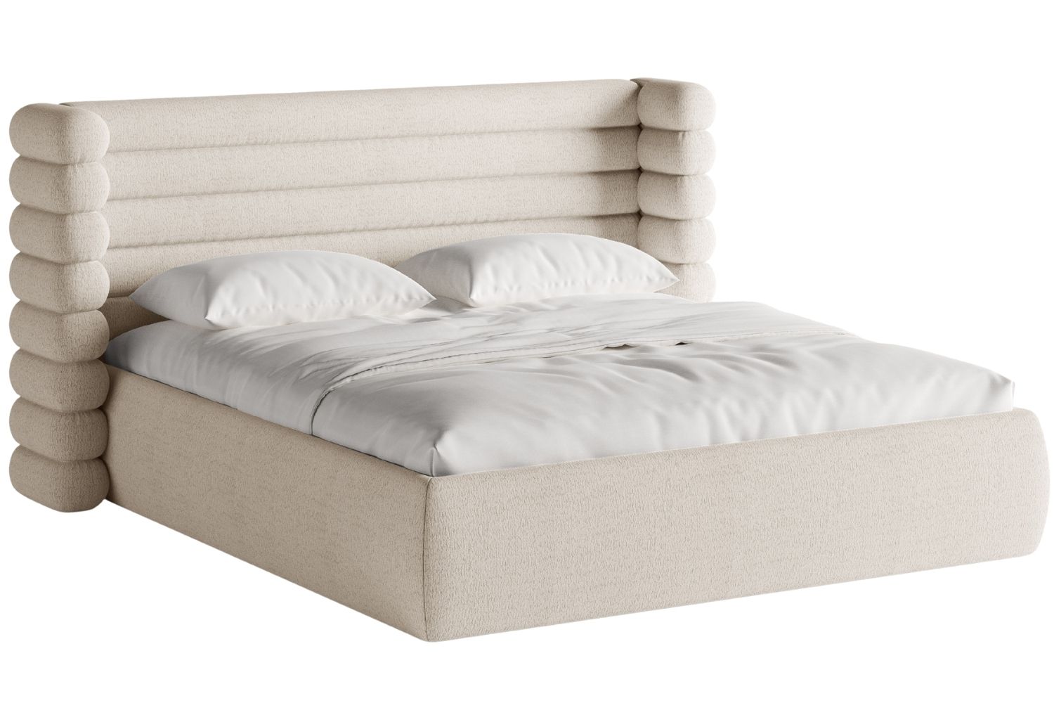 Micadoni Světle béžová bouclé dvoulůžková postel Mount 180 x 200 cm Micadoni