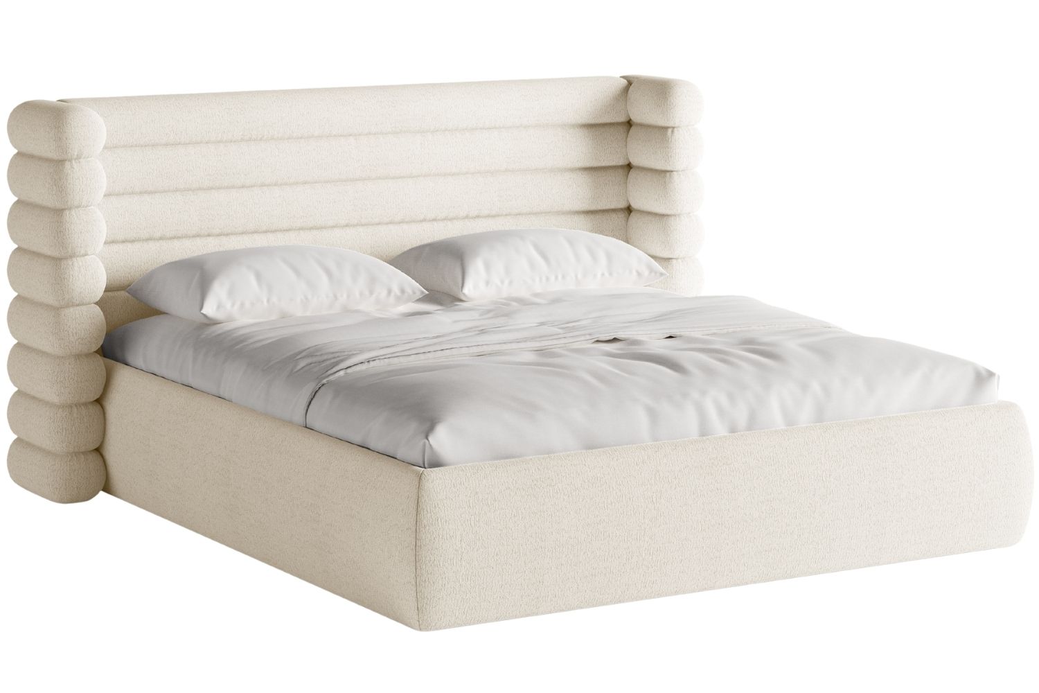 Micadoni Bílá bouclé dvoulůžková postel Mount 180 x 200 cm Micadoni