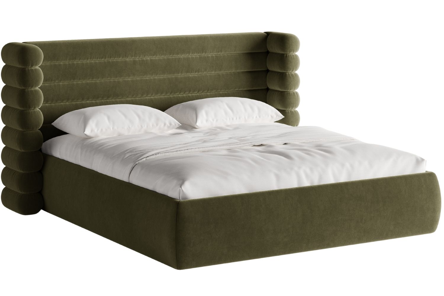 Micadoni Zelená sametová dvoulůžková postel Mount 160 x 200 cm Micadoni