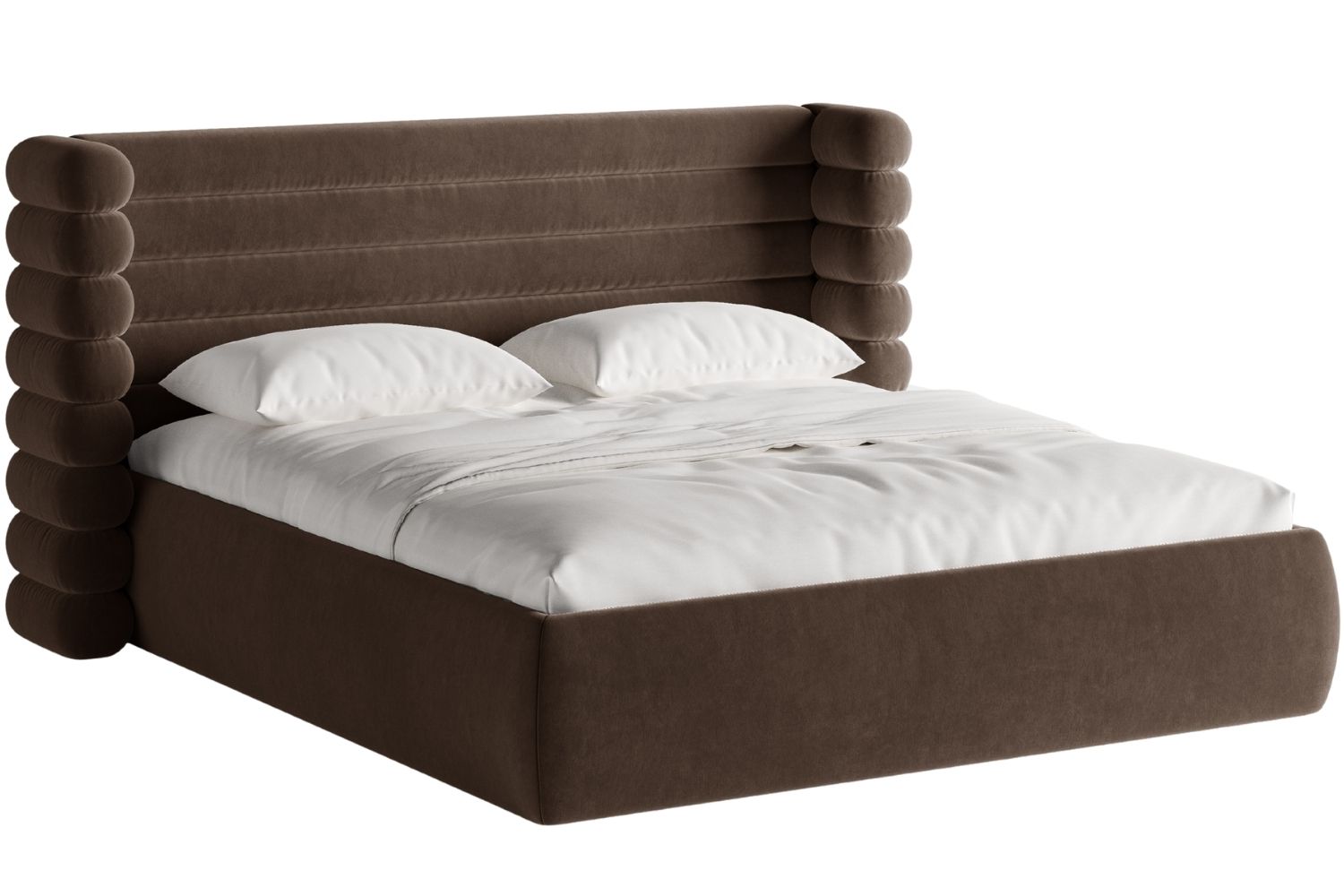 Micadoni Hnědá sametová dvoulůžková postel Mount 160 x 200 cm Micadoni