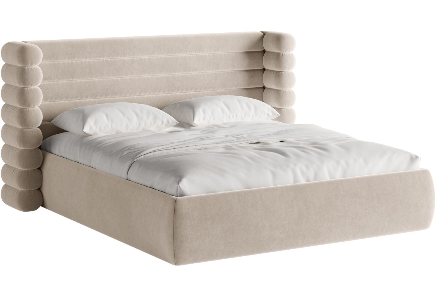 Micadoni Béžová sametová dvoulůžková postel Mount 160 x 200 cm Micadoni