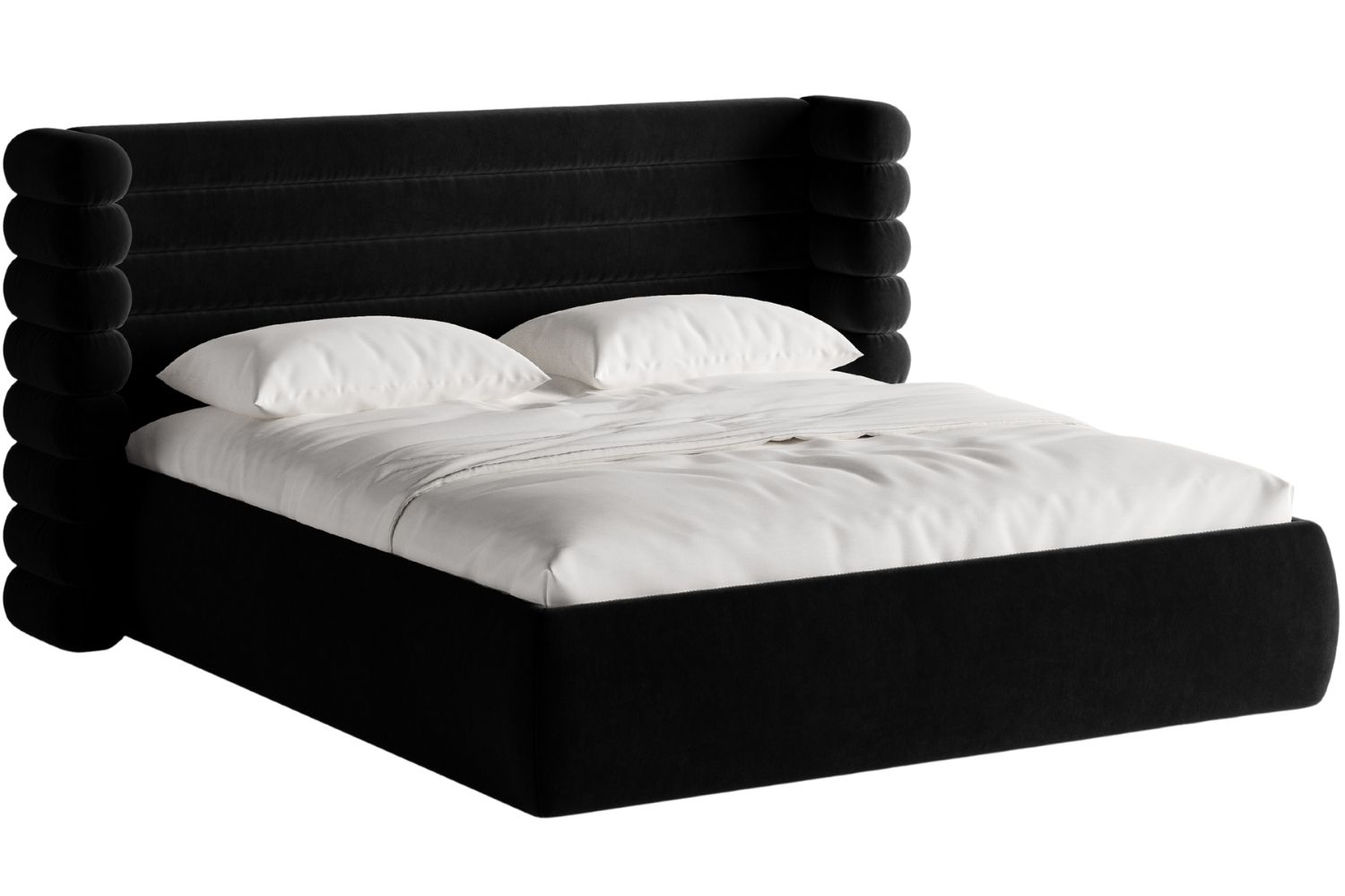 Micadoni Černá sametová dvoulůžková postel Mount 160 x 200 cm Micadoni