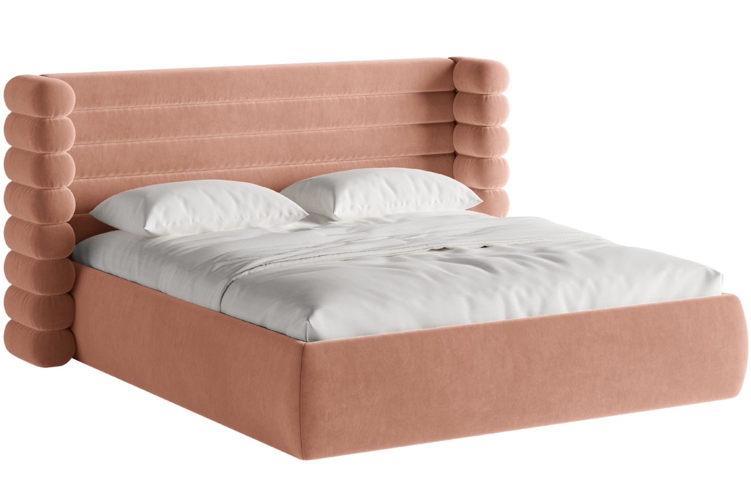 Micadoni Růžová sametová dvoulůžková postel Mount 180 x 200 cm Micadoni