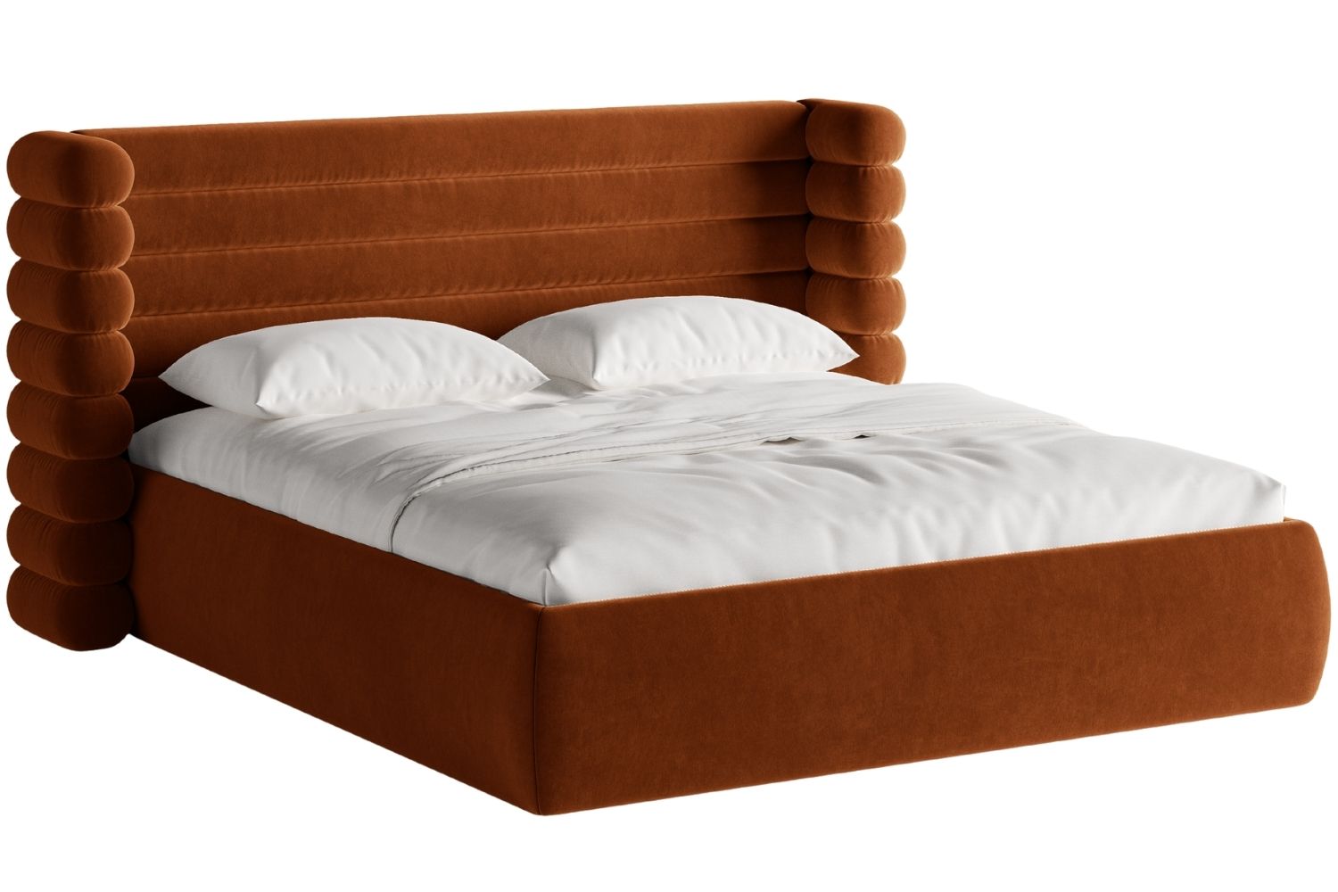 Micadoni Terakotově oranžová sametová dvoulůžková postel Mount 180 x 200 cm Micadoni