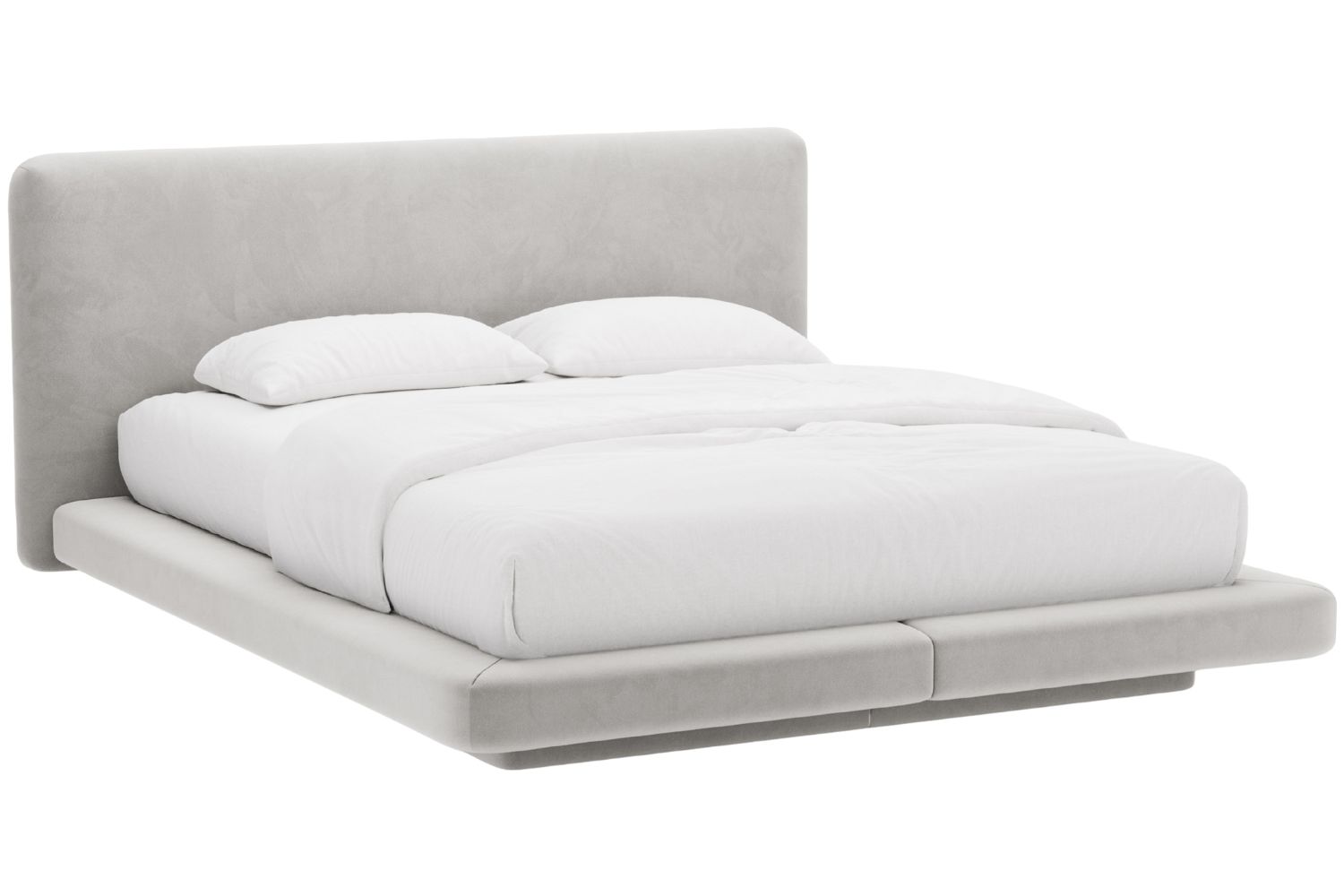 Micadoni Světle šedá sametová dvoulůžková postel Linea 160 x 200 cm Micadoni