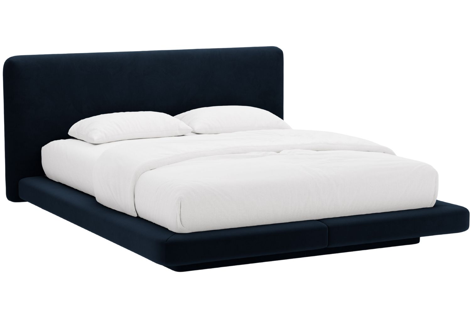 Micadoni Královsky modrá sametová dvoulůžková postel Linea 160 x 200 cm Micadoni