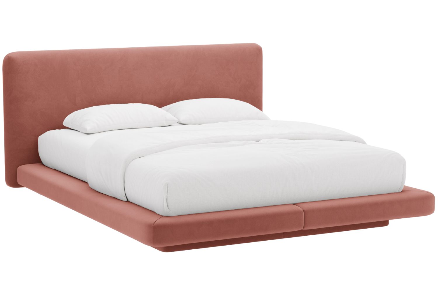 Micadoni Růžová sametová dvoulůžková postel Linea 180 x 200 cm Micadoni