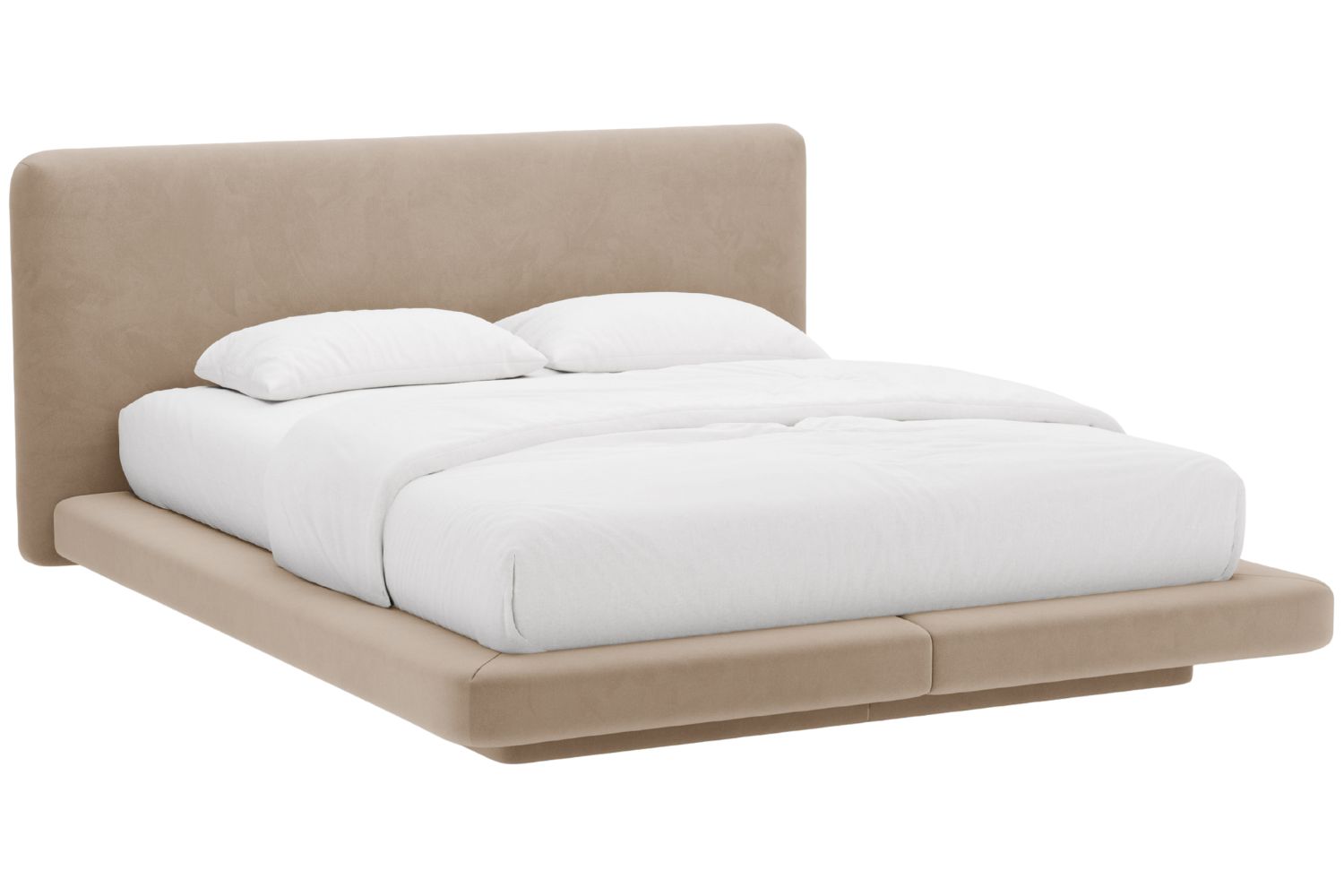 Micadoni Tmavě béžová sametová dvoulůžková postel Linea 180 x 200 cm Micadoni