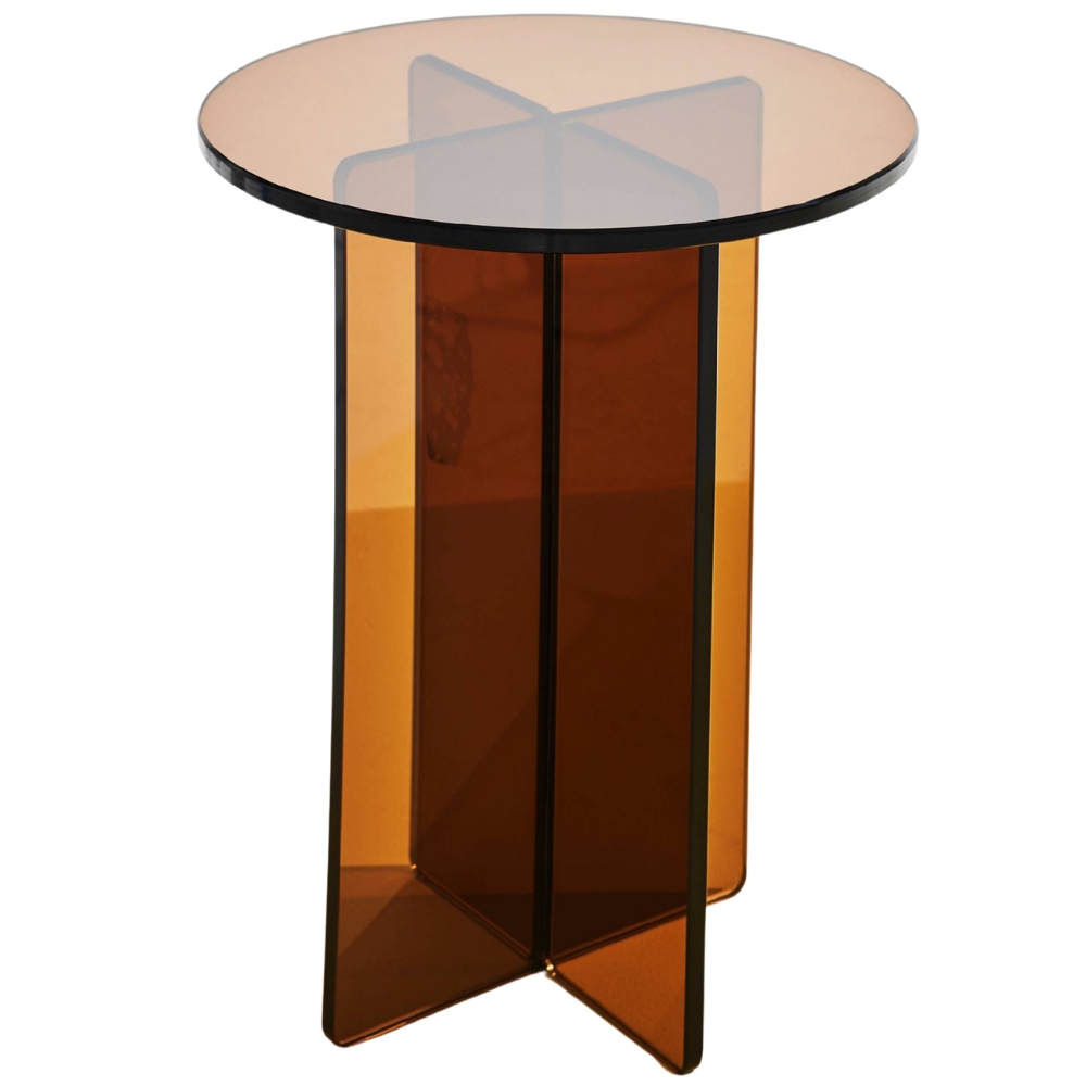 Jotex Hnědý skleněný odkládací stolek IRIS 35 cm Jotex