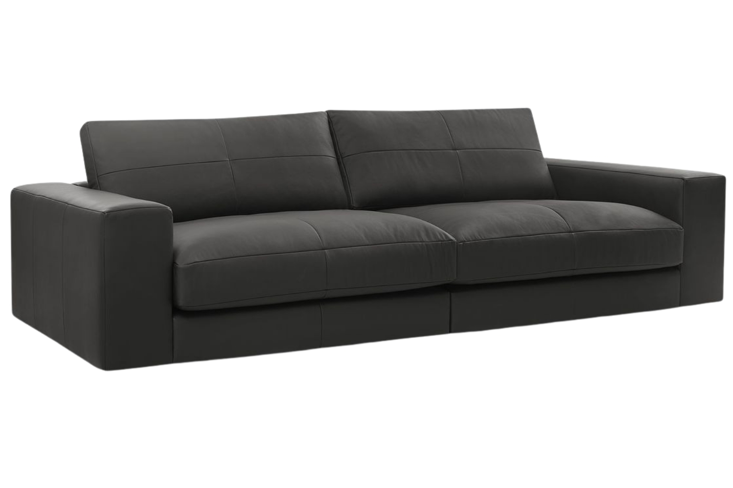 Bobochic Paris Černá kožená trojmístná pohovka Leonard 274 cm Bobochic Paris