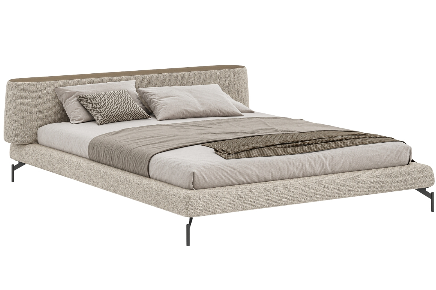 Woodsoft Béžová čalouněná dvoulůžková postel Vertigo 160 x 200 cm Woodsoft