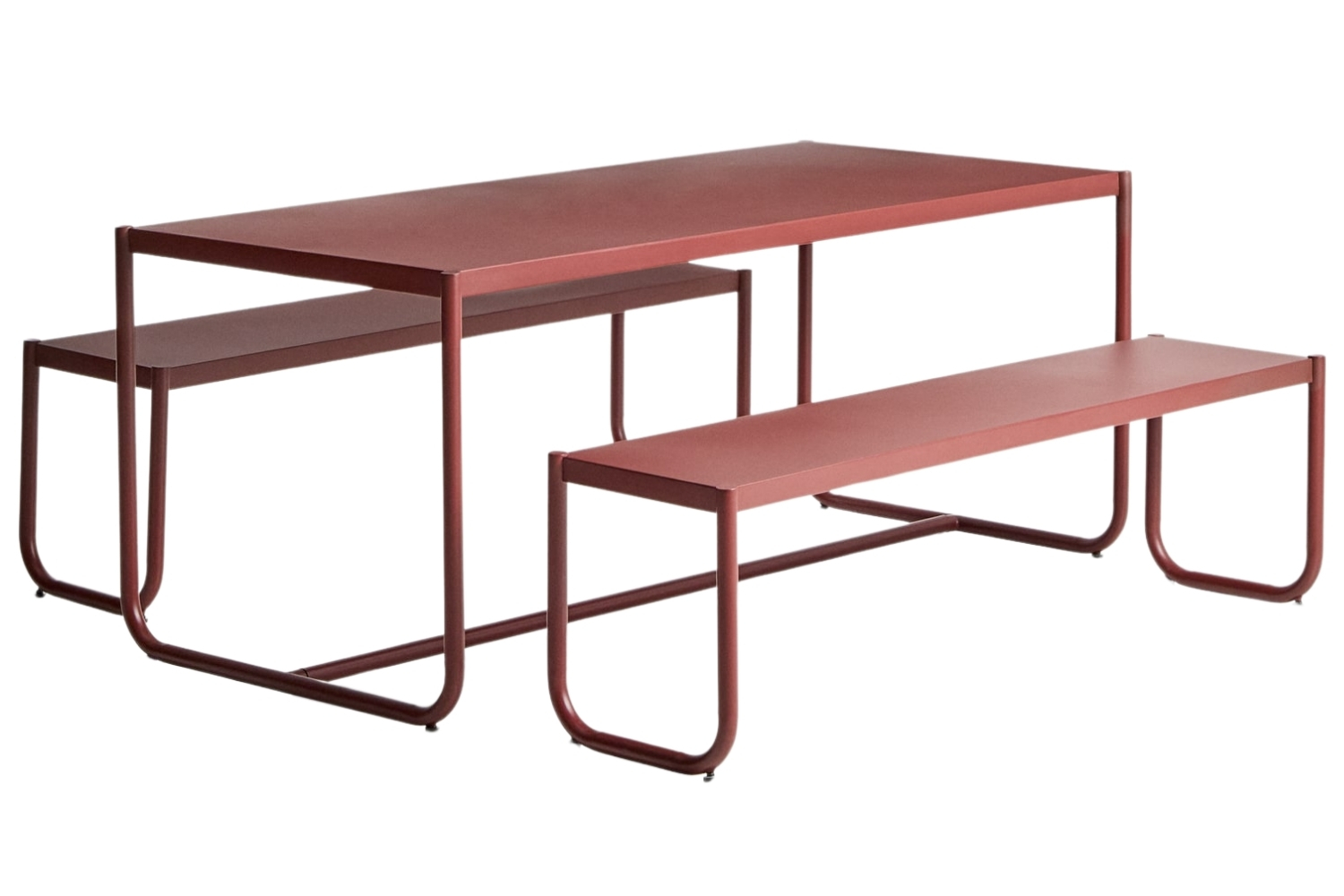 Kave Home Červený kovový zahradní set stolu a lavic Sotil Kave Home