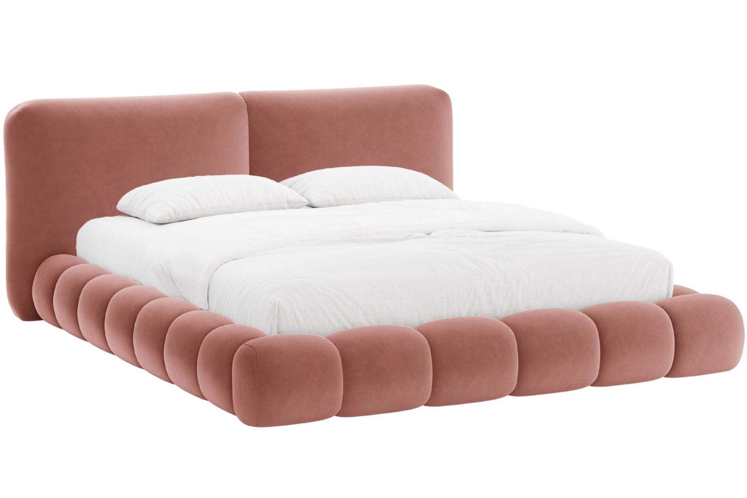 Micadoni Růžová sametová dvoulůžková postel Solange 160 x 200 cm Micadoni