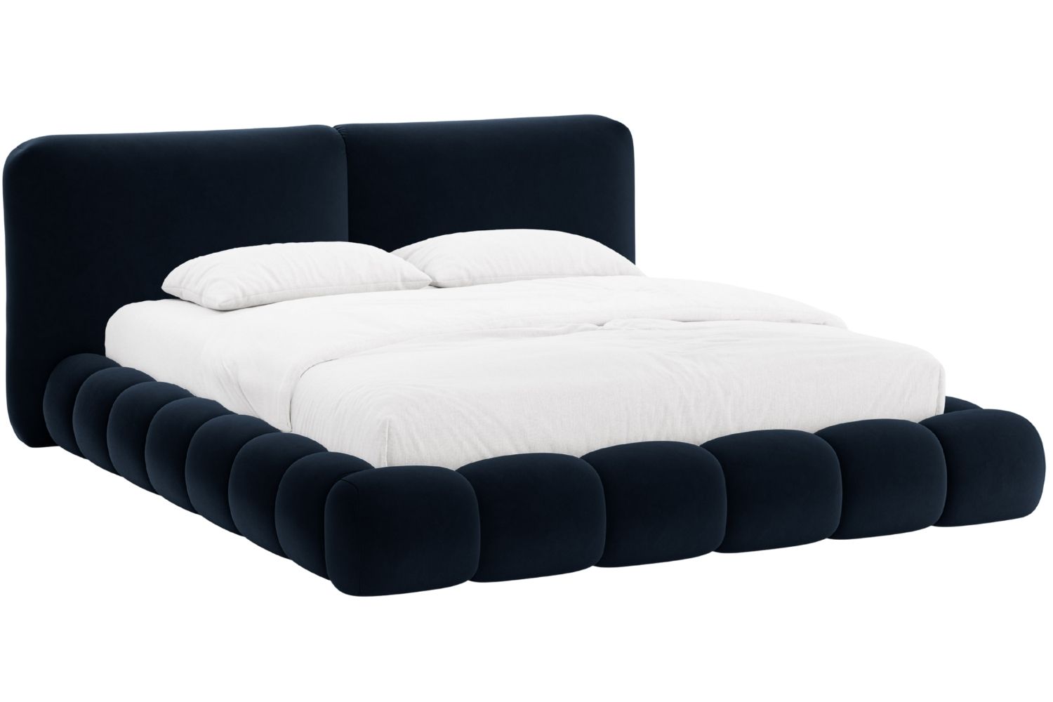 Micadoni Královsky modrá sametová dvoulůžková postel Solange 160 x 200 cm Micadoni