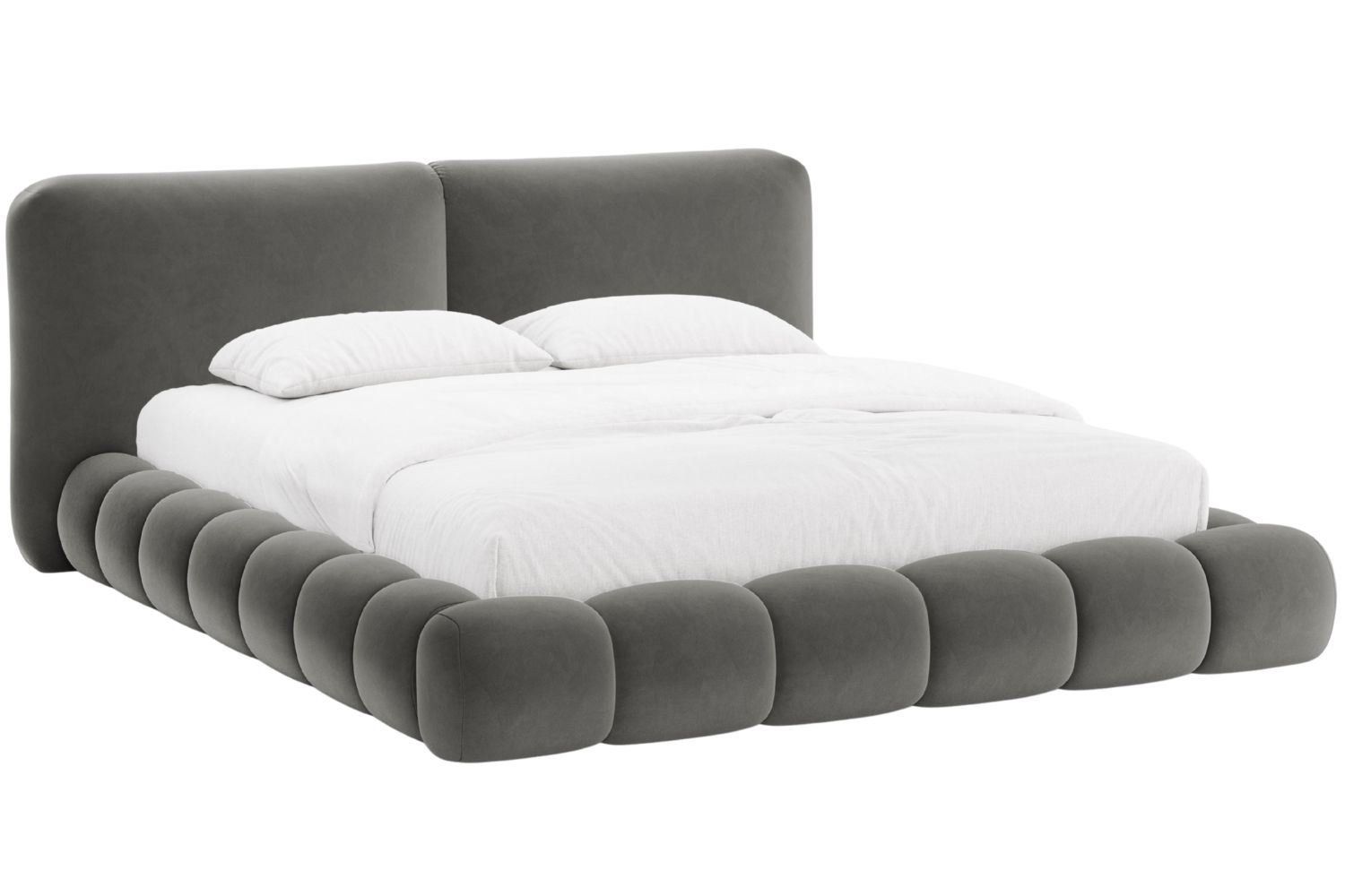 Micadoni Tmavě šedá sametová dvoulůžková postel Solange 160 x 200 cm Micadoni