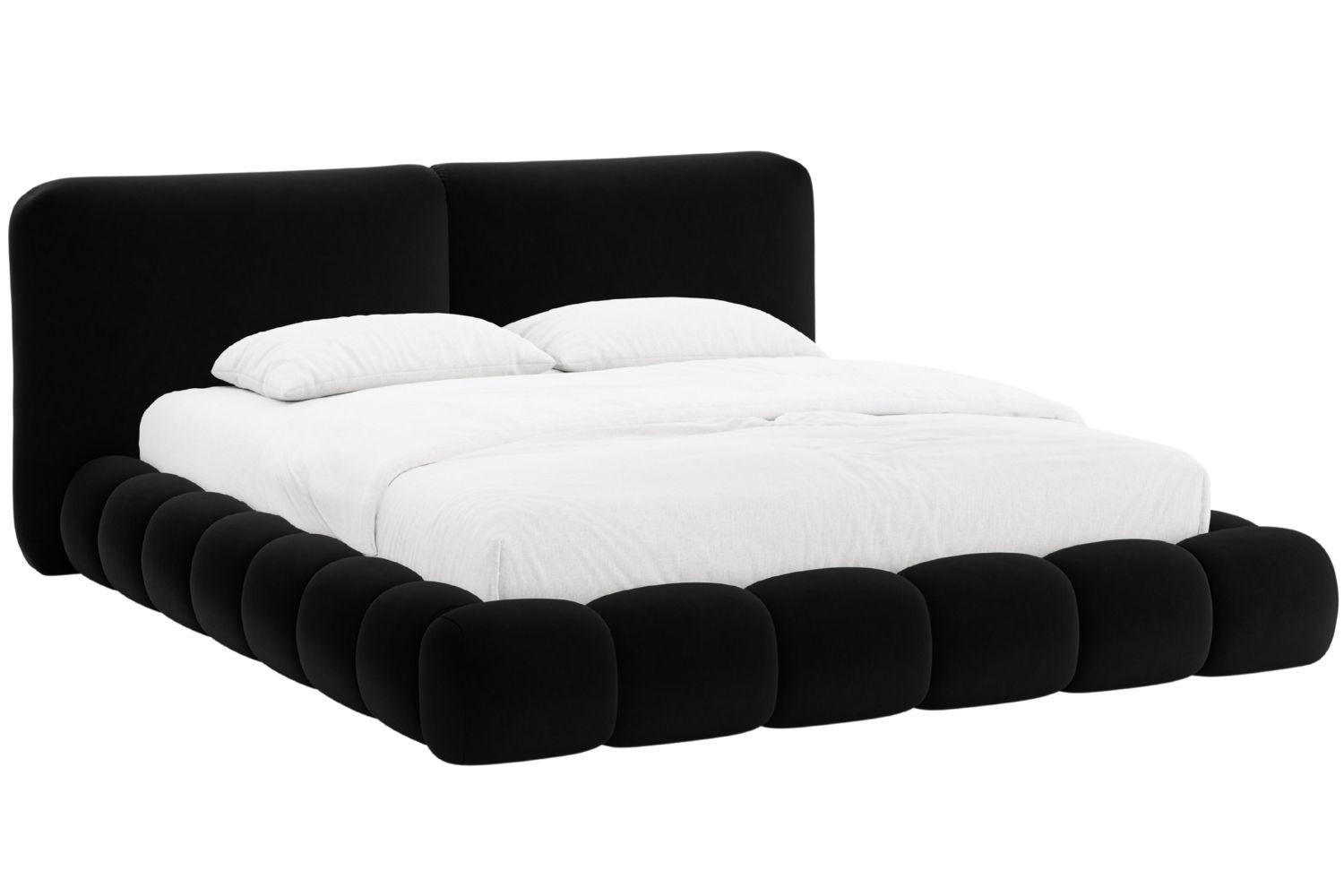 Micadoni Černá sametová dvoulůžková postel Solange 160 x 200 cm Micadoni