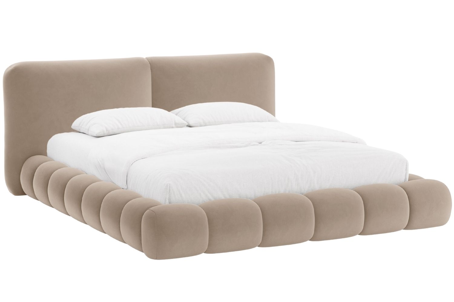Micadoni Tmavě béžová sametová dvoulůžková postel Solange 160 x 200 cm Micadoni