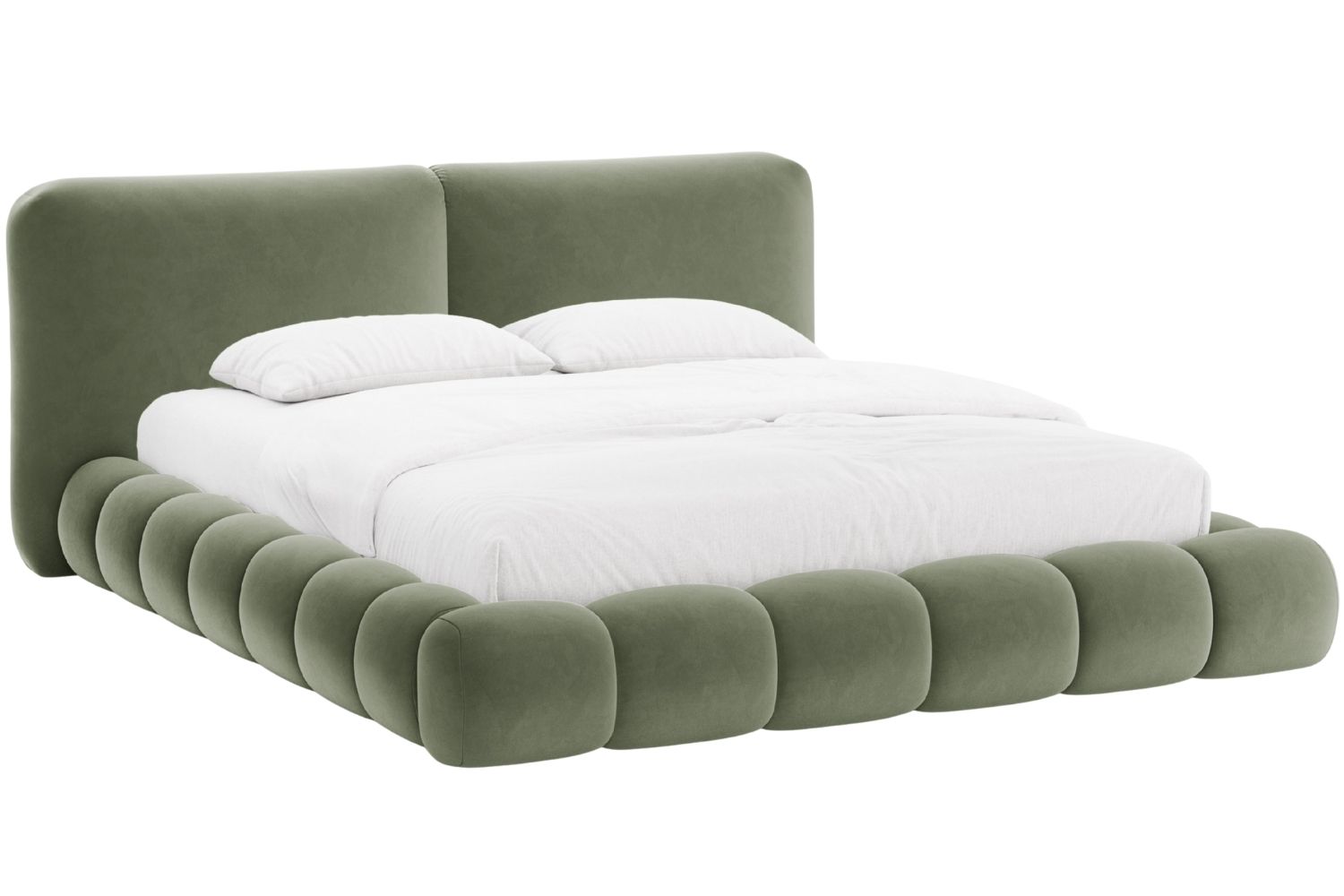 Micadoni Zelená sametová dvoulůžková postel Solange 180 x 200 cm Micadoni
