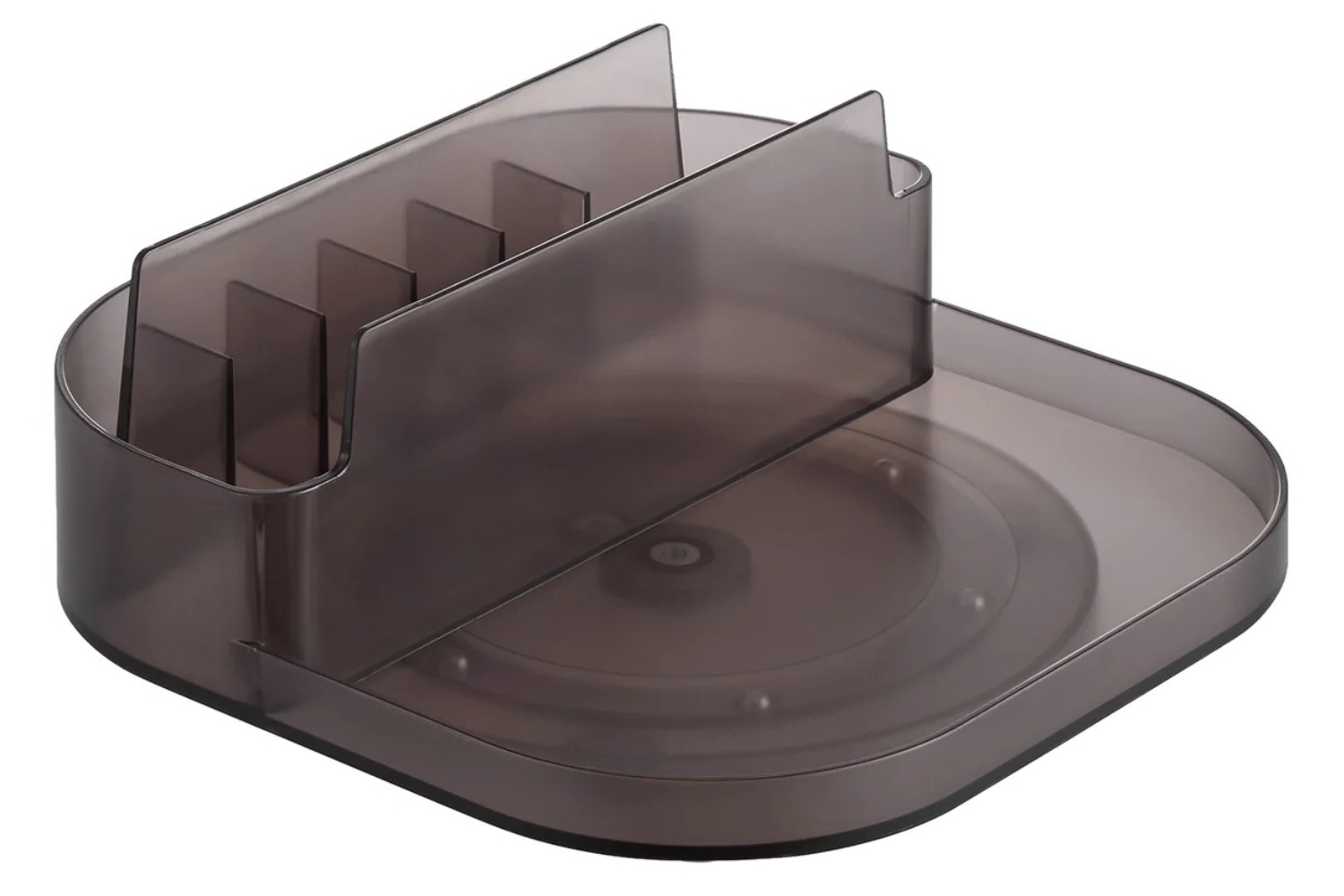 YAMAZAKI Kouřově šedý plastový otočný úložný organizér Tower 20 x 20 cm s přihrádkami YAMAZAKI