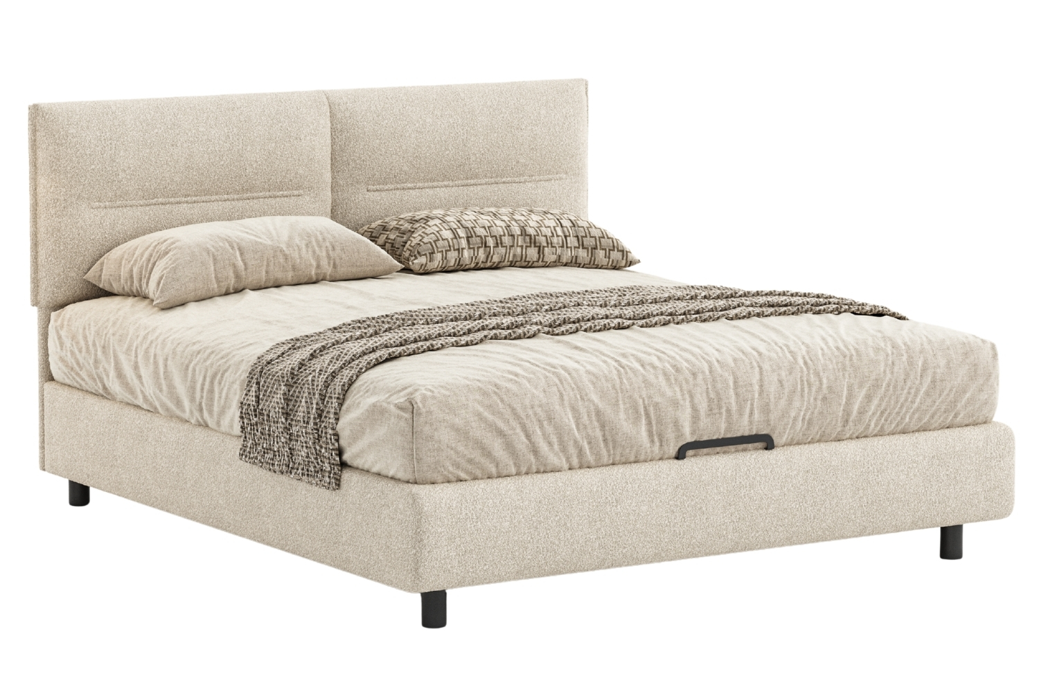 Woodsoft Béžová čalouněná dvoulůžková postel Salerno 180 x 200 cm Woodsoft