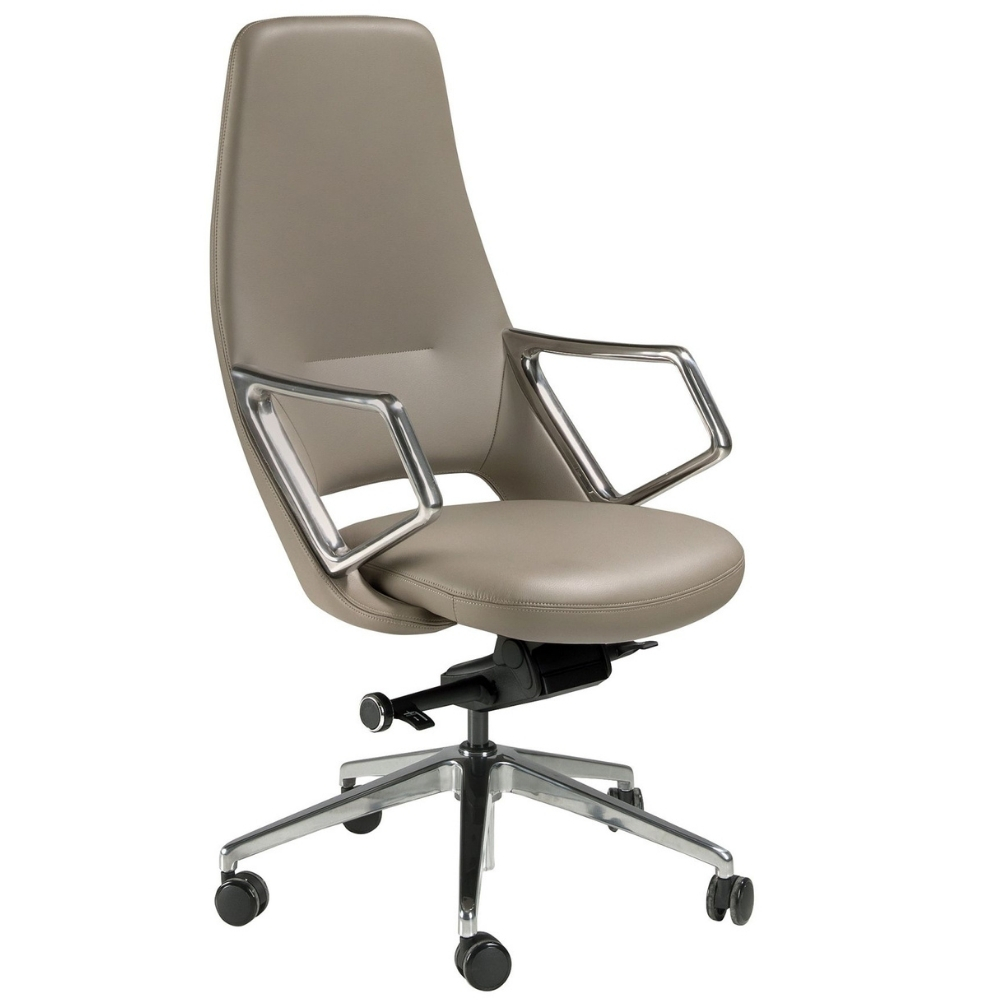 Angel Cerdá Šedá koženková kancelářská židle No. 4217 Angel Cerdá
