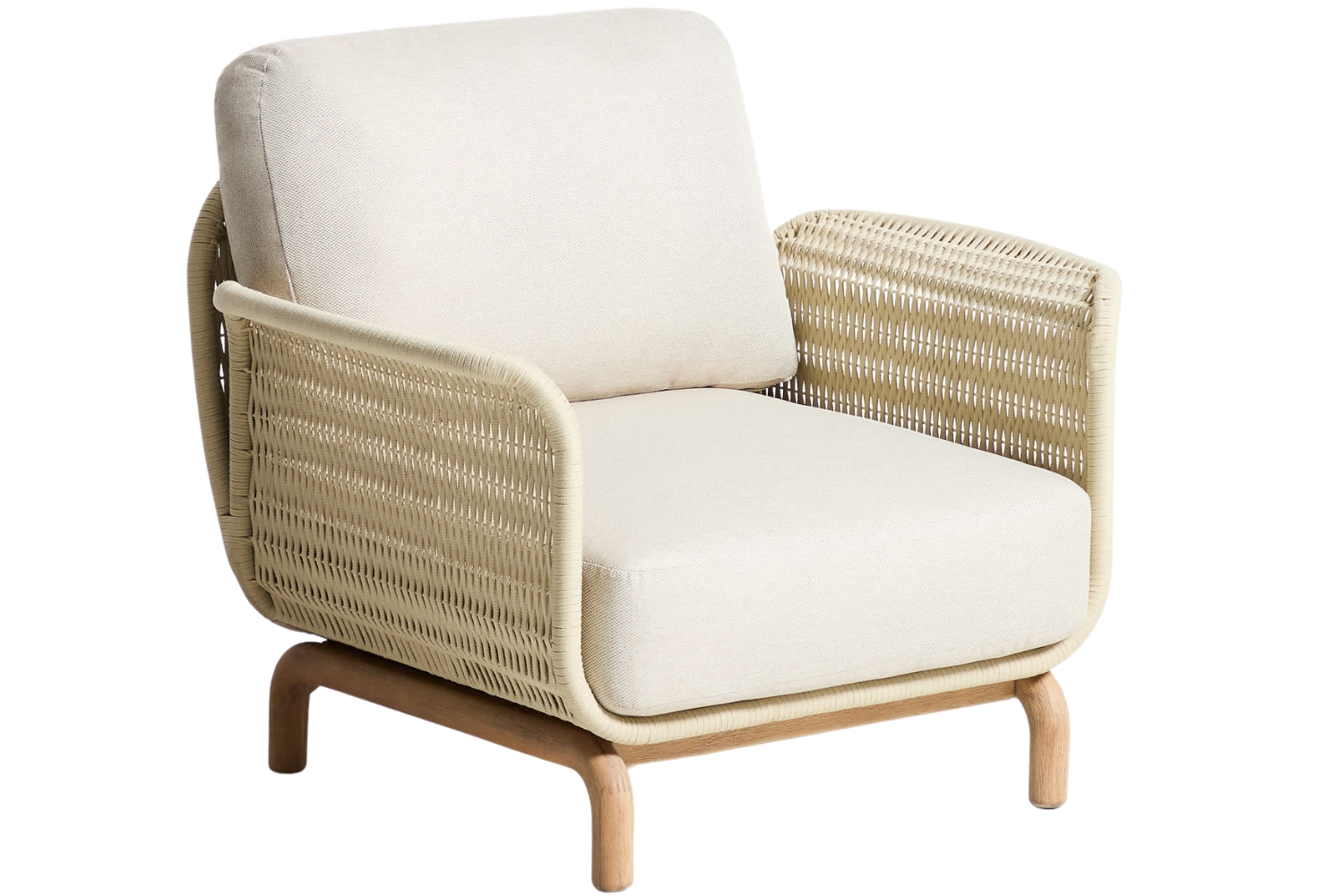 Kave Home Dřevěné zahradní křeslo Alipa s béžovým výpletem Kave Home