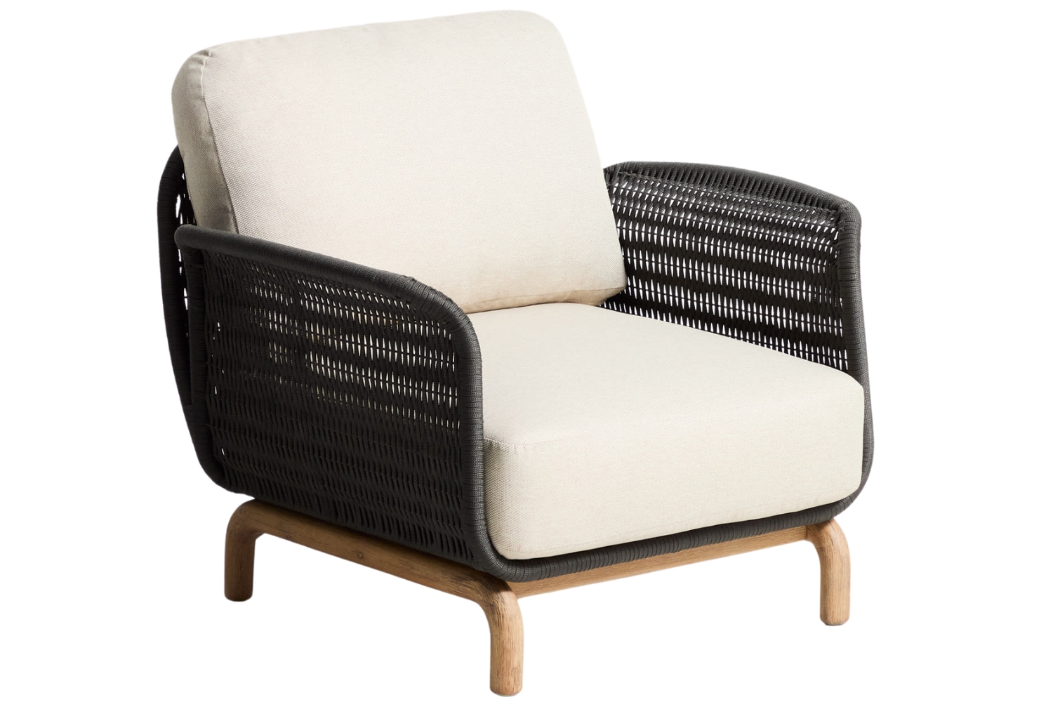 Kave Home Dřevěné zahradní křeslo Alipa s tmavě šedým výpletem Kave Home